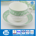 China producto 220cc juego de té de cerámica con borde de plata nuevo hueso china 6 taza y 6 platillo en caja de regalo